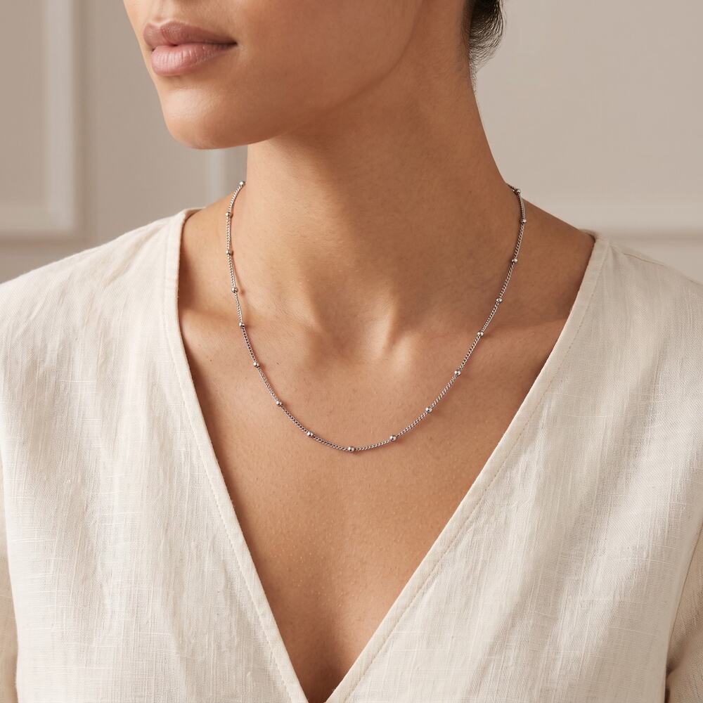 Truffle Pig Silver Tone Satellite Chain Necklace NWT Minimalist Adjustable